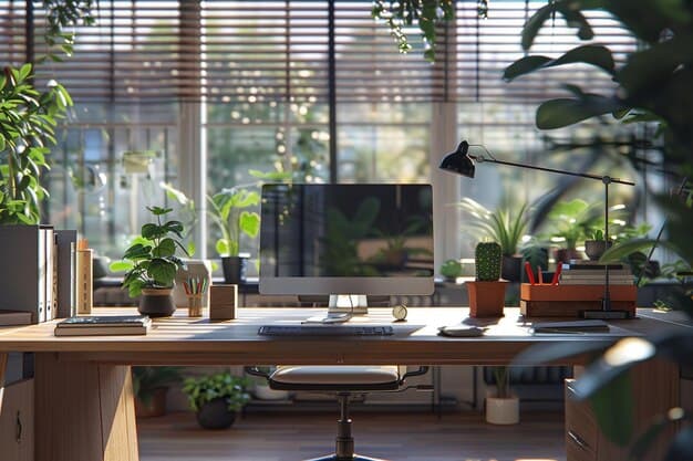 Modern office workspace with natural light